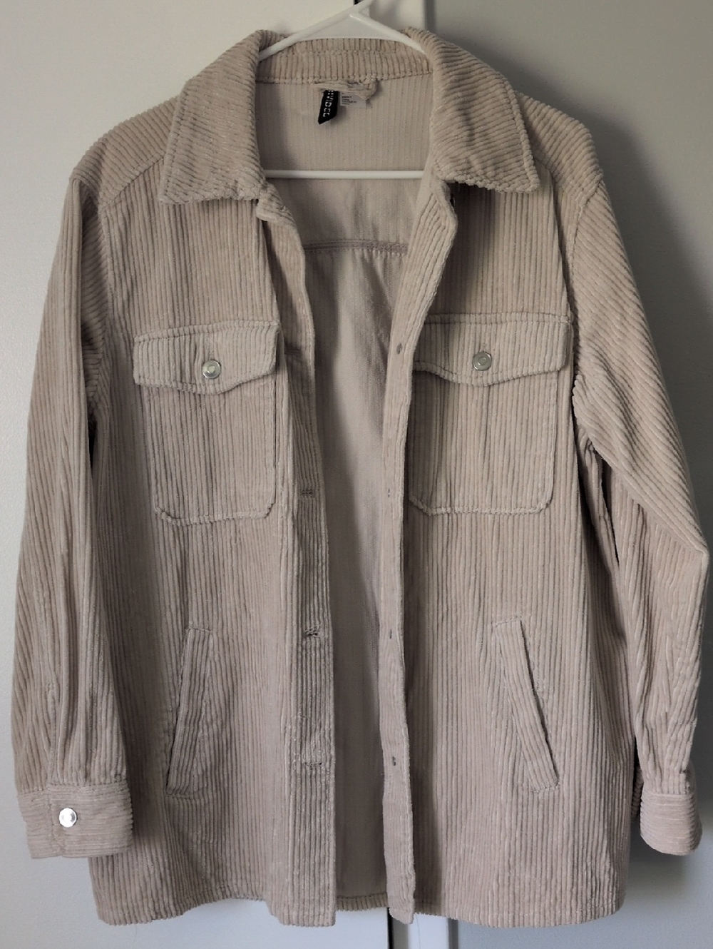 Corduroy Shacket in Light Beige